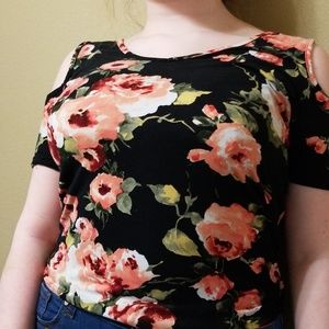 Floral cold shoulder top